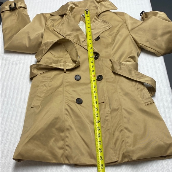 Fashion Nova Trench Coat Warming My Heart Faux Fur Lined Fleece Khaki Tan Large - Picture 14 of 15
